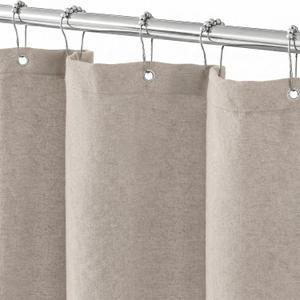 Seasonwood Linen Shower Curtain Neutral Vintage Farmhouse Linen Shower Curtains for Bathroom Boho Bathroom Decor with 12 Sturdy Stainless Steel Sliding Hangers(Taupe,72x72 Inches)