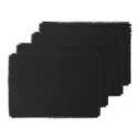 Solino Home Linen Black Placemats Set of 4-100% Pure Linen Placemats 14 x 19 Inch for Spring, Summer - Fringe