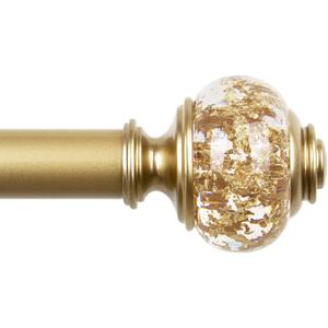1 Inch Gold Curtain Rods for Windows 140 to 195 Inches (6 to 12 ft), USFOOK Telescoping Single Drapery Rod, Decorative Curtain Rod with Luxury Translucent Finials