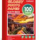 CAREGY 100 Sheets Glossy Photo Paper 8.5 x 11 Inches, Inkjet Photo Printer Paper,Compatible with Inkjet Printer Use Dye Ink,Professional Picture Paper(180gsm/48lb)