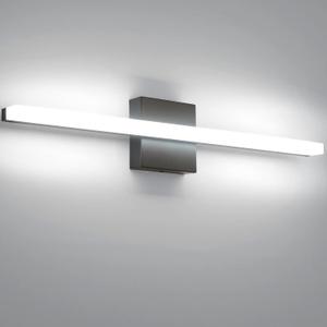 Combuh Bathroom Light Fixtures Dimmable Black Vanity Lights Bar 24 Inch 14W Bathroom Lights Over Mirror ip44 Wall Sconces Daylight White 6000K