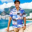 DOKKIA Men's Casual Tropical Floral Short Sleeve Luau Beach Aloha Hawaiian Shirt, L