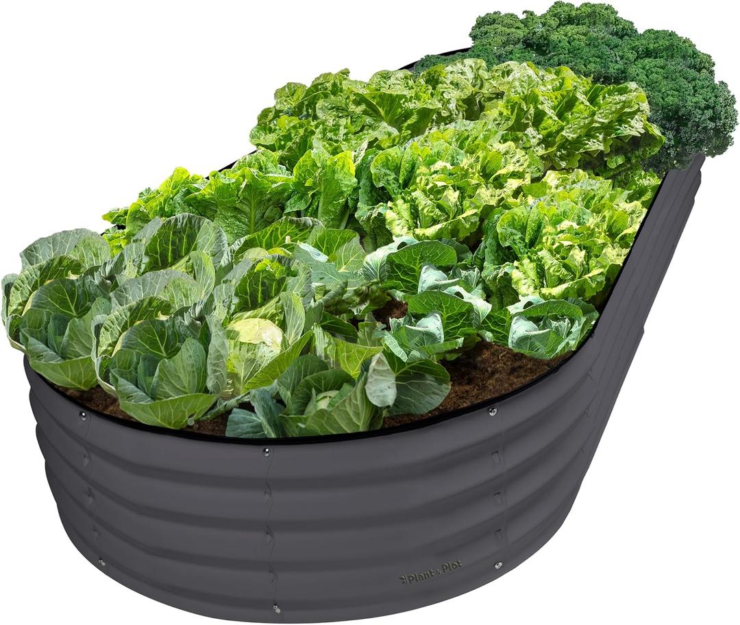Plant & Plot Galvanized Raised Garden Beds Outdoor // 841 ft Planter Raised Beds for Gardening, Vegetables, Flowers // Large Metal Garden Box // Patented Tool-Free Design (Gray)