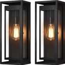 19" Outdoor Wall Lights, 2 Pack Large Size Matte Black Outdoor Sconce Lights with Clear Glass Shade, Waterproof Porch Lighting Exterior Light Fixture for Front Door, Garage