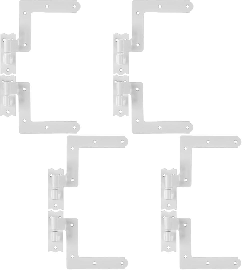 Moxweyeni 8 Pack (4 Pair) Steel Blind Shutter Hinge 1-1/16" Black Wrought Iron Shutter Lift Off Pintle Reversible Hinges for Heavy Duty Wood Frame, Brick, Doors, Window(White)