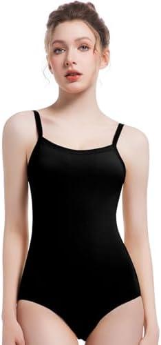 Spoxiyue Women's Nude Camisole Leotard with Straps - Perfect for Girls' Dance and Gymnastics L