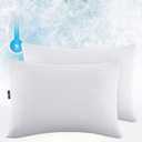 Serta Power Chill Cooling Medium/Firm Down Alternative Bed Pillows for Side, Stomach or Back Sleepers (2 Pack), Queen, White