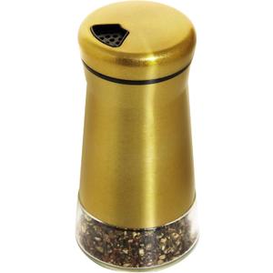 Stainless Steel Salt and Pepper Shakers,Salt Shaker Clear Bottom Jar Bottle Container with Stainless Steel Top,with Adjustable Pouring Hole for Kitchen, Cooking Table, Camp (Copper plating Single)