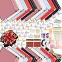 311Pcs Flower Wrapping Paper Kit with 100 Sheets Waterproof Floral Wrapping Paper 3D Butterfly Decor Crowns,Bouquet Pins Ribbons,DIY Crafts for Mother's Day Valentines Graduation Birthday Gift