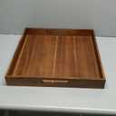 Serving Tray with Handles, 20 Inch Large Square Ottoman Tray Acacia Wood Decorative Tray for Living Room, Ottoman Coffee Table, Kitchen, Appetizers, Breakfast, Patio, Party