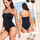 Tempt Me Women One Piece Swimsuits Ruched Slimming Bathing Suits Vintage Swimwear (S)