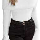 GORGLITTER Women's Off The Shoulder Sweater Long Sleeve Ribbed Knit Pullover Top Trendy Fall Outfits 2025 (Plain White) Small