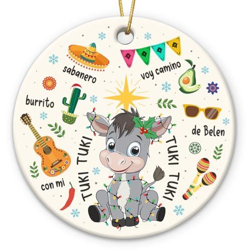 3 x Funny Mexican Ornaments for Christmas Tree 2025 - Donkey Ornament for Xmas Tree Decor, Tuki Tuki Gifts for Donkey Lovers Friends, Animal Lovers Gifts for Mexican Women Mom, Dad