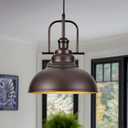 TAKEGO 11.8 Farmhouse Pendant Lights Kitchen Island, Oil Rubbed Bronze Rustic Pendant Light Fixture, Vintage Dome Pendant Light, Industrial Hanging Ceiling Lamp for Dining Room, Hallway