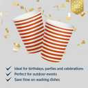 PAW - Disposable Paper Cups (8,5 oz, 50-Pack), Hot & Cold Paper Coffee Cups, Drinking Cups with Orange Stripes Theme for Party, BBQ, Garden Party, Picnic