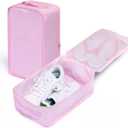 Travel Shoe Bags, Foldable Waterproof Shoe Pouches Organizer-Double Layer (4 Pink Shoe Bags)