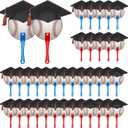 Geelin 36 Pcs Baseball Graduation Party Favors Handheld Fans Double Sided Grad Cap Plastic Graduation Fans Bulk with Handles for Team Gift Baseball Party Favor Grad Photo Booth Props