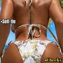 ShawGobow Snakeskin Metallic Bikini,String Halter Triangle Bikinis Set,Sexy Strappy Cheeky Swimsuits for Women Tanning Pool (Gold, S)