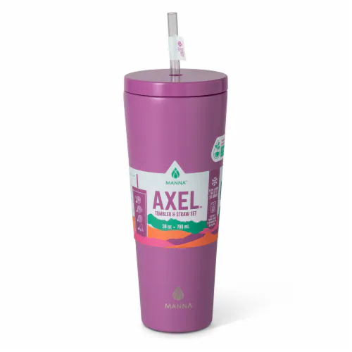 Manna Axel Tumbler & Straw 26oz Purple Stainless Steel New Cup Sealed