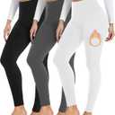 FULLSOFT 3 Pack Seamless Fleece Lined Leggings Women High Waisted Workout Winter Warm Thermal Yoga Pants (Small-Medium, 3 Pack Black,dark Grey,white)