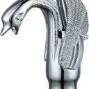 Bathroom Faucet Chrome Swan Single Handle One Hole Lavatory Vanity Sink Basin Faucets Deck Mount Commercial (Regular Version)