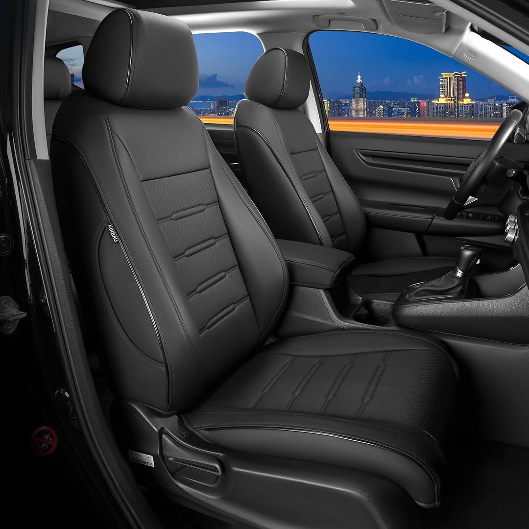 Custom Fit Full Coverage Seat Covers for Honda CRV 2023 2024 2025 2026 LX/EX/EX-L/Touring - Tailored Design, Premium Leather, All-Around Protection - Black