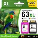 63XL Ink Cartridges Black and Color High Yield for HP Ink 63 Replacement for HP 63XL Ink Cartridges Combo Pack for HP OfficeJet 3830 4650 5258 5255 Envy 4520 4512 DeskJet 3630 1112 Printer (2-Pack)