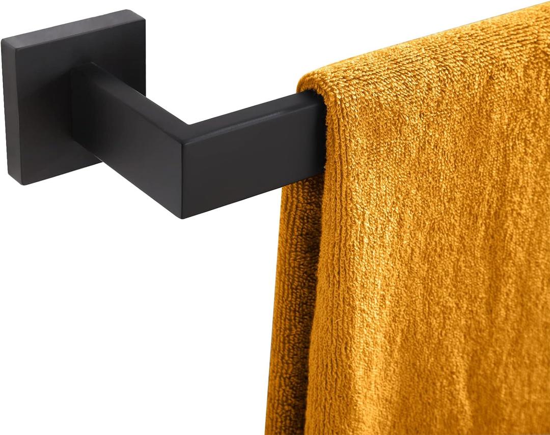 KOKOSIRI 24-Inch Single Towel Bar, Bathroom Kitchen Towel Holder, Wall Mounted SUS304 Stainless Steel Towel Rack, Matte Black, B4003BK-L24