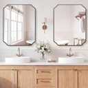 Vanity Bathroom Mirror, 24" x 30" Black Scalloped Mirror for Wall
