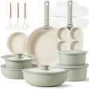 CAROTE 23pcs Pots and Pans Set Non Stick, Cookware Sets, Kitchen Set, Oven/Dishwasher/Fridge Safe, Space Saving Pots Set, Nonstick Set with Versatile Detachable Handle, Induction RV Set, Green