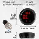 Three Display Air Pressure Gauge 232PSI LED Digital Air Ride Air Bag Suspension Press Meter 12V/24V Kit with 1/8 NPT Electrical Pressure Sensor for Air Ride Suspension Systems 2-1/16" 52mm (Red)