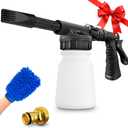 Car Wash Foam Gun + Microfiber Wash Mitt - Car Foam Sprayer - Foam Cannon for Hose - Spray Foam Gun Cleaner - Snow Foam Blaster for Cars, Boats, RVs, Foam Cannon Connects to Any Garden Hose