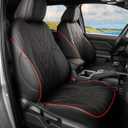 EKR Tacoma Car Seat Covers Custom Fit for Toyota Tacoma (Petrol) 2024 2025 2026 DoubleCab/CrewCab SR/SR5/TRD Sport/TRD Off-Road/Limited -Truck Seat Covers Full Set,Faux Leather(Black with Red Trim)