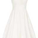 Belle Poque Women's Vintage Sleeveless Solid Ruched Summer Cotton Embroidery Cute A-Line Flowy Swing Midi Dress, Size S