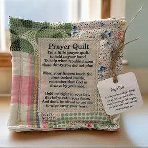 HOMUS Handmade Pocket Prayer Quilt with Cross Inside, Mini Scripture Quilt, Christian Sympathy Gift