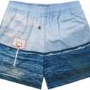 Mens Running Quick-Dry Mesh Gym Shorts with Paisley Design Lightweight Athletic Casual Shorts,Pockets for Outdoor (Blue, L)