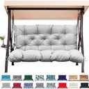 Outdoor/Indoor Swing Replacement Cushion, 2 or 3 Seats Bench Cushions with Backrest, Thicken 4" Recliner Seat Pad for Garden/Patio, Waterproof Premium Tufted Cushion with Ties(Light Grey-47x40x4in)