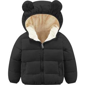 ANHDM Toddler Girl Winter Coat Baby Boys Fleece Warm Cute Bear Ear Hooded Jacket Clothes Size 110