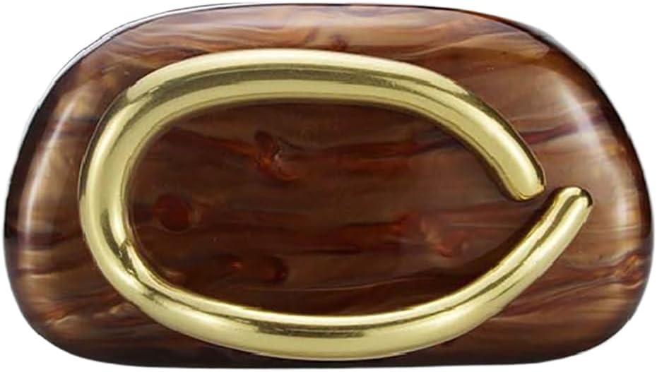 Women Acrylic Clutch Box Metal Handle Evening Bag Trendy Ladies Shoulder Crossbody Purse for Wedding Party Causal (Brown)