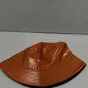 syeigh Bucket Hat Bucket Hat Faux Leather Reversible Fisherman Hats Pu Cotton Waterproof Fishing Caps Solid Men's and Women