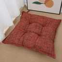 SINSOSSO Large Floor Pillow 22", Thickened Bite-Size Memory Foam Square Non-Slip Cushion for Office Back Support/Indoor Yoga/Chair Seat, Fashionable Color-Blocked Fabric & Washable, Red, 1 PCS