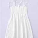 SOLY HUX Women's Tie Shoulder Y2k Cami Sun Dress Cute Spaghetti Strap Casual Summer A Line Short Mini Dresses Plain White Small (White, S)