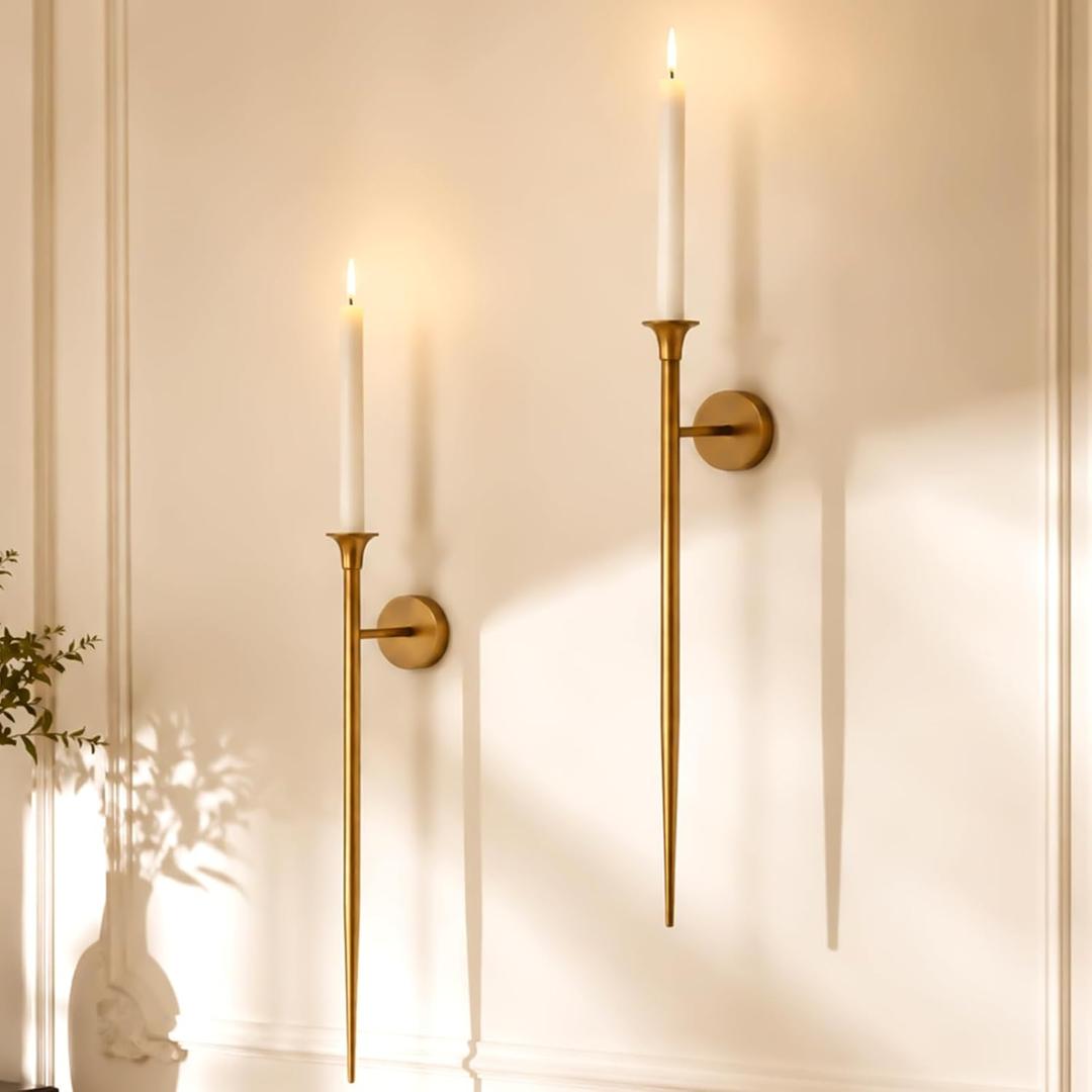 31.5" Long Wall Candle Sconce Set of 2 Antique Bronze Candle Holder Wall