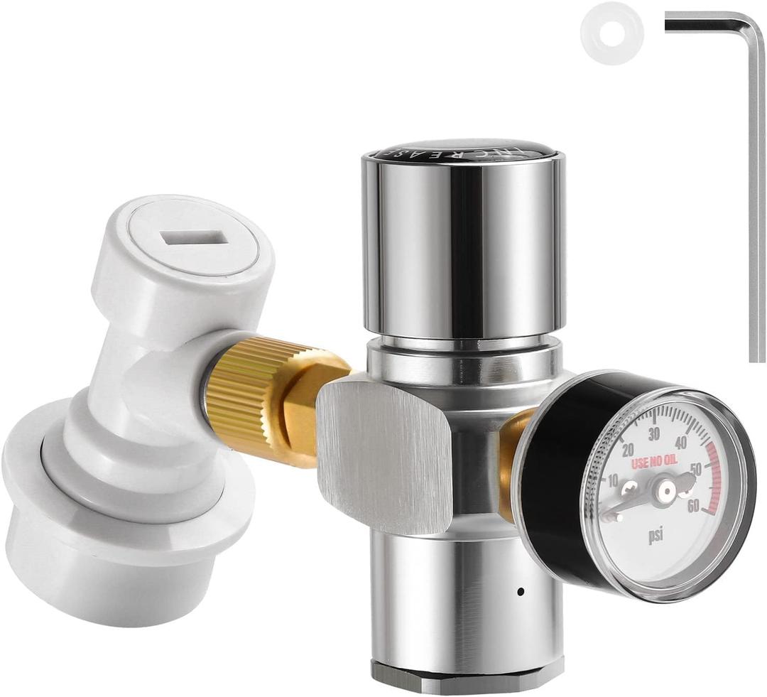 Hold Stable Pressure 0-60 PSI Mini Keg Regulator, No Leaking Portable Cornelius Corny Beer Growler Outdoor Picnic Party Carbonation CO2 Gas Ball Lock Disconnect Mini keg Charger Regulator