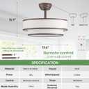 20" Modern Fandelier Caged Ceiling Fan with Light and Remote, Brown, Medium