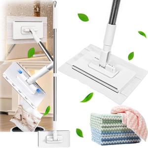 2026 New Snap Grip Mini Mop, Automatic Cloth Changing Mini Mops, 40inches Wet & Dry Click Mops for House Wall Window Bathroom Toilet Corners Door (1*mop+5*Cloth)