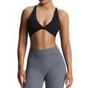 Aoxjox Women's Workout Sports Bras Fitness Backless Padded Sienna Low Impact Bra Yoga Crop Tank Top (Black, Small)