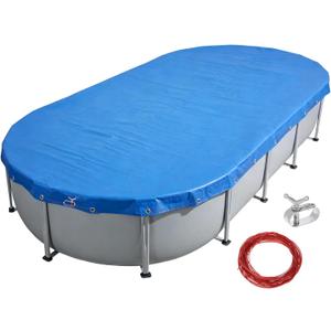 16x10 FT Oval Pool Cover for Above Ground Pools,Solar Oval Pool Cover Protector with Drawstring for Cold and UV Resistant,Dustproof -All-Weather Protection (Only Cover, Not Include Pool)