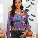 Halloween Teacher Shirts for Women Spooky Season Fall Spooky Teacher Tshirts Cute Ghost Teacher Tee Halloween Party Tops (Purple)