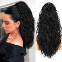 ORSUNCER Ponytail Extension 18" Curly Pony Tail Clip in Claw Ponytail Fluffy Natural Looking Synthetic Hairpiece for Women (Black)